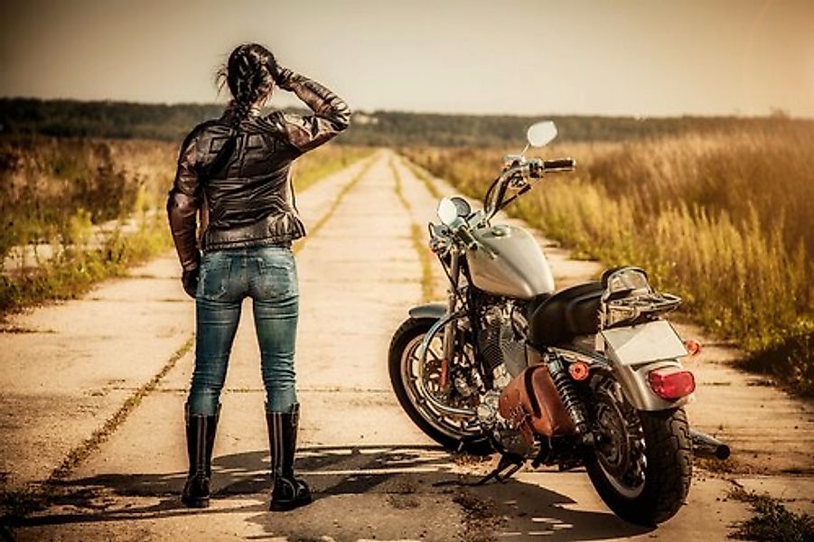 Papermoon Fototapete »VINTAGE MOTORRAD-AUTOS AUTO ABSTRAKT DESIGN WANDTAPET günstig online kaufen