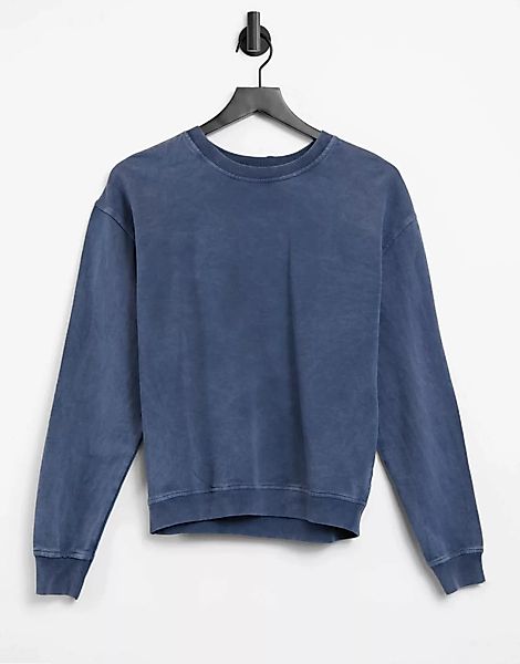 Topshop – Sweatshirt in Blau in Acid-Waschung günstig online kaufen