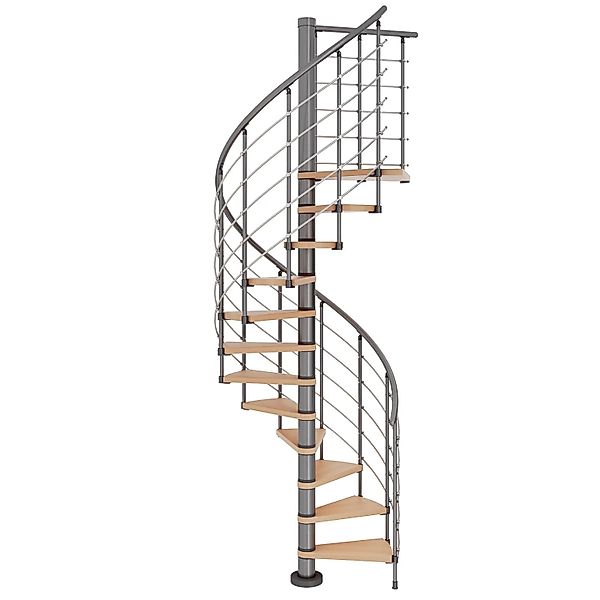 Dolle Spindeltreppe Oslo Ø 160 cm, 11 Stufen Buche GH bis 276 cm Grau FSC® günstig online kaufen