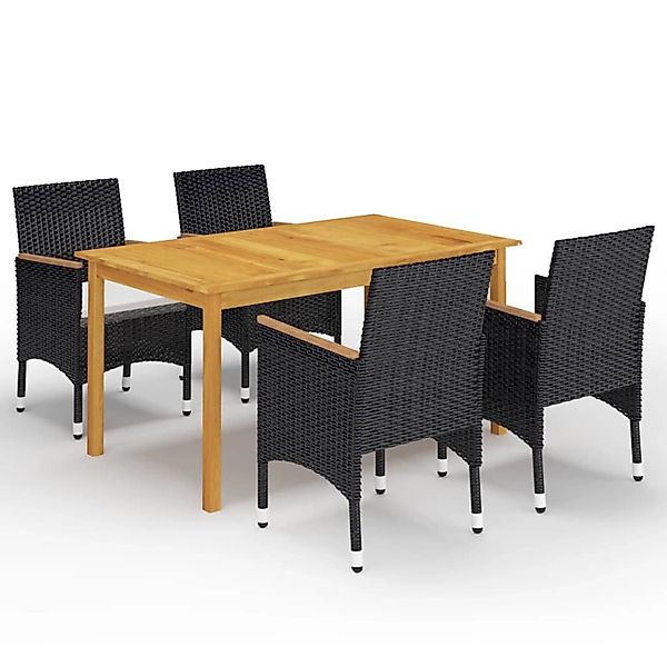 vidaXL 5-Tlg Garten-Essgruppe mit Kissen Schwarz 3095866 günstig online kaufen