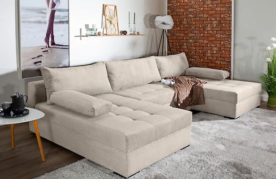 COLLECTION AB Wohnlandschaft »Josy U-Form, B: 307 cm«, mit Bettfunktion & B günstig online kaufen