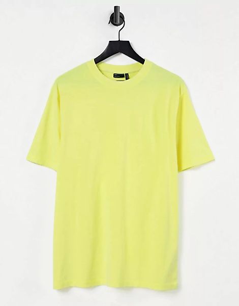 ASOS DESIGN – Kastiges Oversize-T-Shirt in verwaschenem Neongelb günstig online kaufen