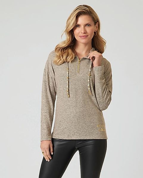 BE GOLD Sweatshirt mit Perlen-Deko günstig online kaufen