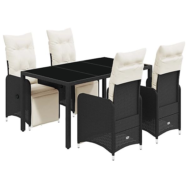 vidaXL 5-tlg Garten-Bistro-Set mit Kissen Schwarz Poly Rattan Modell 11 günstig online kaufen