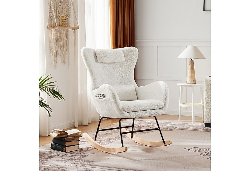 HAUSS SPOLE Schaukelstuhl mit Kopfstütze und Lendenkissen für Schlafzimmer günstig online kaufen
