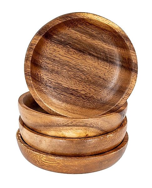Levandeo® Dekoteller, 4er Set Runde Teller Akazie Ø10cm Holzteller Snacktel günstig online kaufen