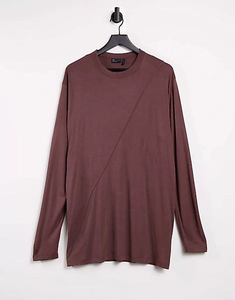 ASOS DESIGN – Langärmliges Oversize-T-Shirt aus Viskose mit Ziernaht in Bra günstig online kaufen