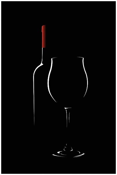 Wallario Glasbild, Rotwein bei Nacht, in günstig online kaufen