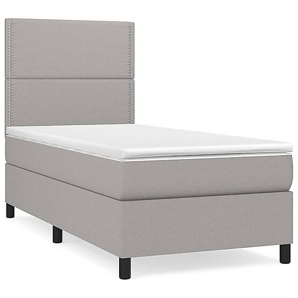 vidaXL Boxspringbett, Boxbett mit Matratze Hellgrau 90x200 cm Stoff günstig online kaufen