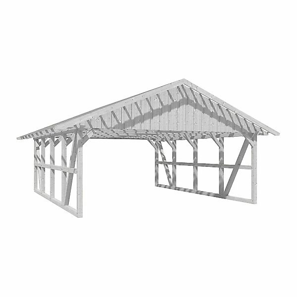 Skan Holz Carport Schwarzwald mit Dachlattung  684 x 772 cm Weiß günstig online kaufen