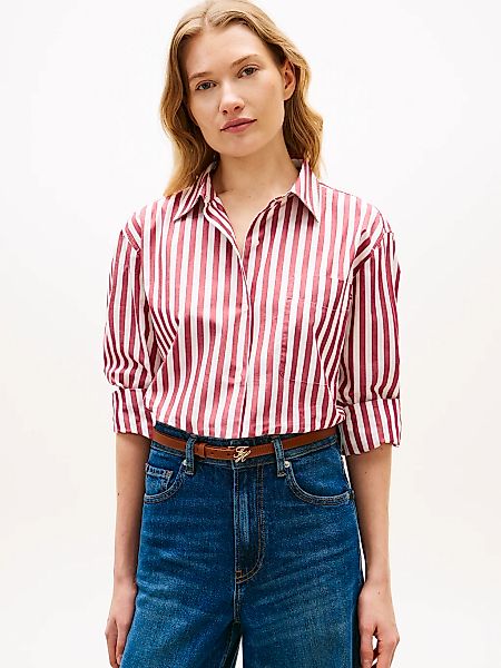 Tommy Hilfiger Hemdbluse "ESS POPLIN EASY FIT SHIRT" mit abgerundetem Saum günstig online kaufen