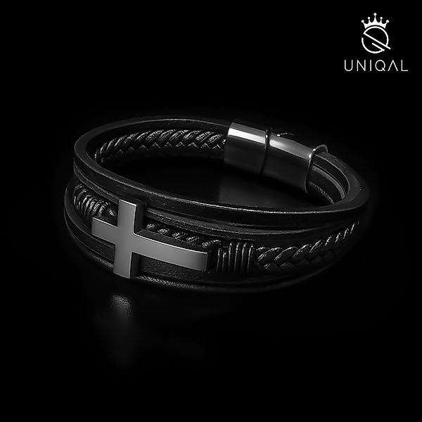 UNIQAL.de Lederarmband Lederarmband Herren mit Kreuz günstig online kaufen