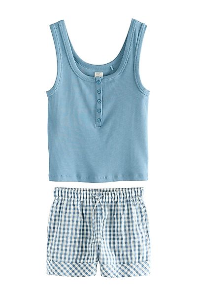 Next Pyjama Kurzer Schlafanzug mit geripptem günstig online kaufen