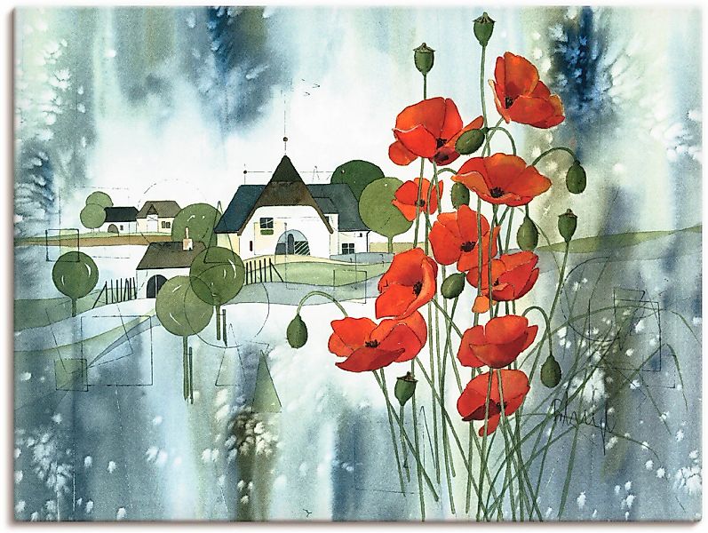 Artland Leinwandbild "Blühender Mohn" Blumen 1 Stk. tlg. auf Keilrahmen ges günstig online kaufen