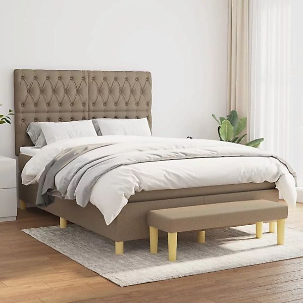 Vidaxl Boxspringbett Mit Matratze Taupe 140x200 Cm Stoff günstig online kaufen