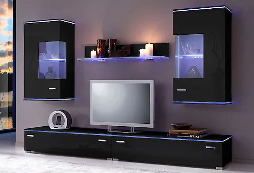 Höltkemeyer Wohnwand »Happy« Set besteht aus 2 Hängevitrinen, 2 Lowboards u günstig online kaufen