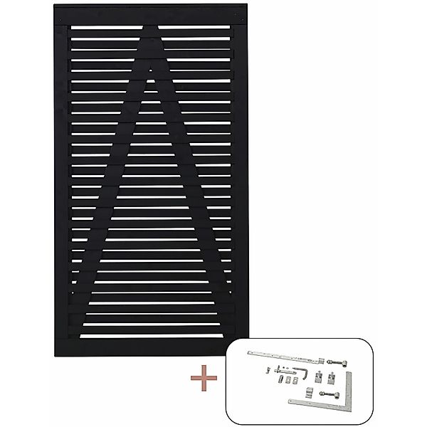 Einzeltor Osaka Nadelholz Schwarz 100 cm x 180 cm günstig online kaufen