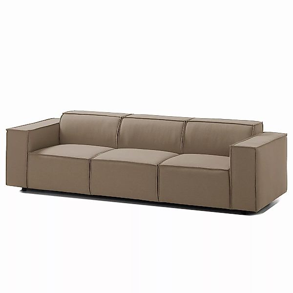 home24 Sofa Kinx 3-Sitzer Cappuccino Strukturstoff 260x72x96 cm (BxHxT) Mod günstig online kaufen