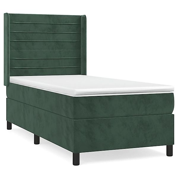 vidaXL Boxspringbett mit Matratze Dunkelgrün 90x190 cm Samt1536058 günstig online kaufen