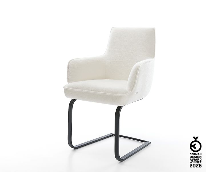 Freischwinger Heira-Flex mit Armlehnen Bouclé Soft Beige Freischwinger flac günstig online kaufen