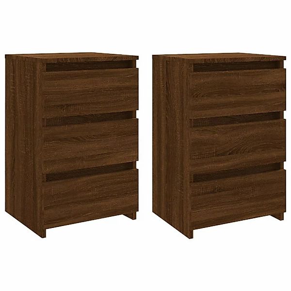 vidaXL Nachttische 2 Stk Braun Eiche 40x35x62,5 cm Holzwerkstoff günstig online kaufen