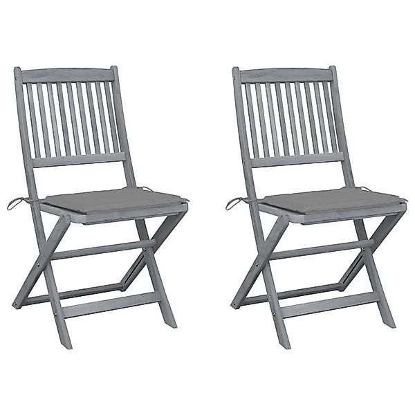 vidaXL Klappbare Gartenstühle 2 Stk mit Kissen Massivholz Akazie 3064537 günstig online kaufen