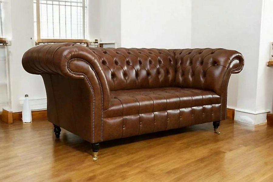 JVmoebel Chesterfield-Sofa Design Chesterfield Sofa 2 Sitzer Couch Leder So günstig online kaufen