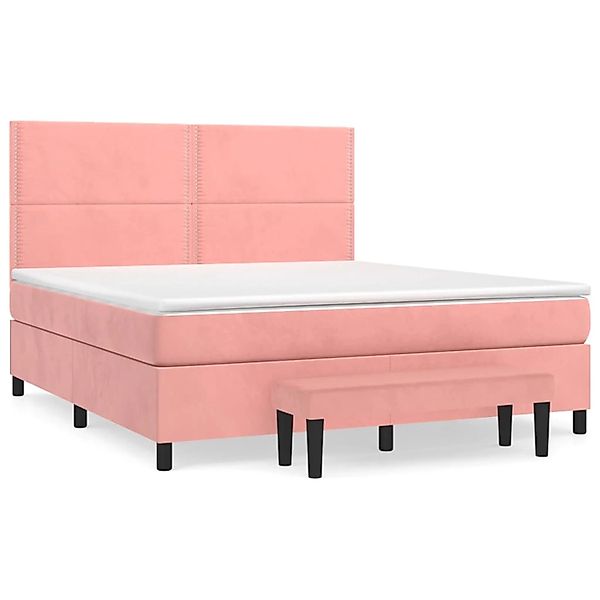 vidaXL Boxspringbett mit Matratze Rosa 160x200 cm Samt1350334 günstig online kaufen