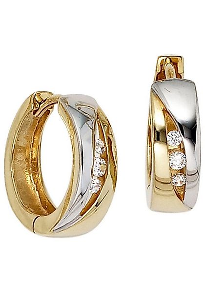 JOBO Paar Creolen, rund 333 Gold bicolor mit Zirkonia günstig online kaufen