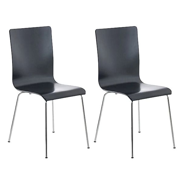 DELUKE 2er Set Besucherstuhl TUNIS Holz Schwarz 43x47x87cm Konferenzstuhl W günstig online kaufen