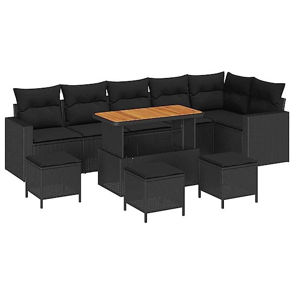 vidaXL Garten-Sofa-Set 10-Tlg Schwarz Poly Rattan 3361639 günstig online kaufen