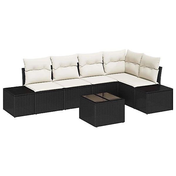 vidaXL Garten-Sofa-Set 6-Tlg Schwarz Poly Rattan 3347067 günstig online kaufen