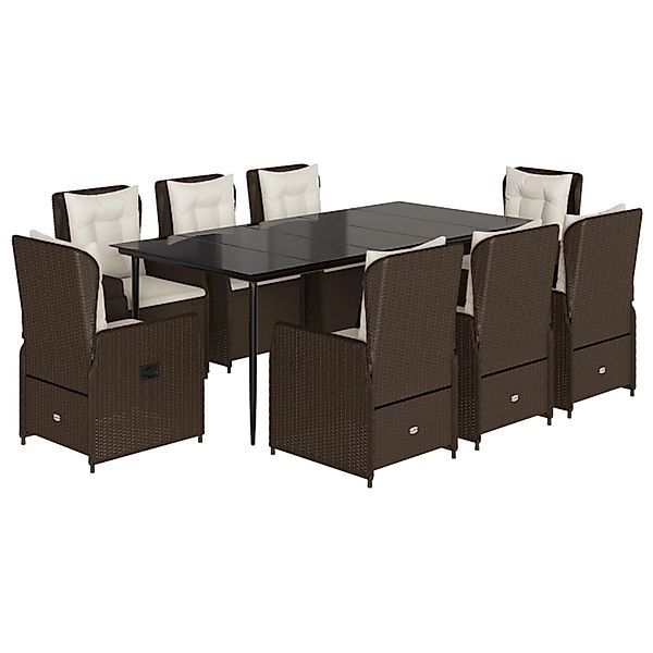 vidaXL 9-Tlg Garten-Essgruppe mit Kissen Braun Poly Rattan 3262846 günstig online kaufen