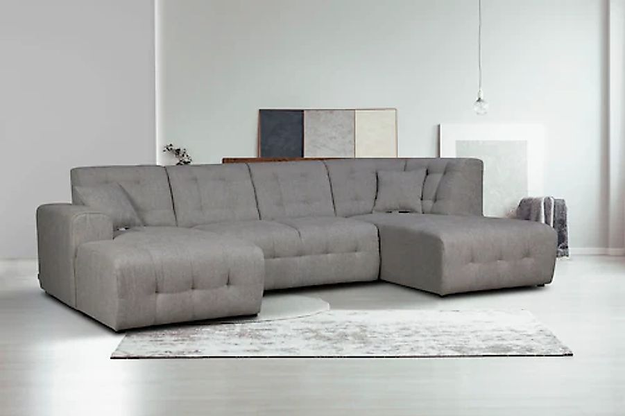 Home affaire Wohnlandschaft "Nosia U-Form", incl. 2 Zierkissen, mit feiner günstig online kaufen