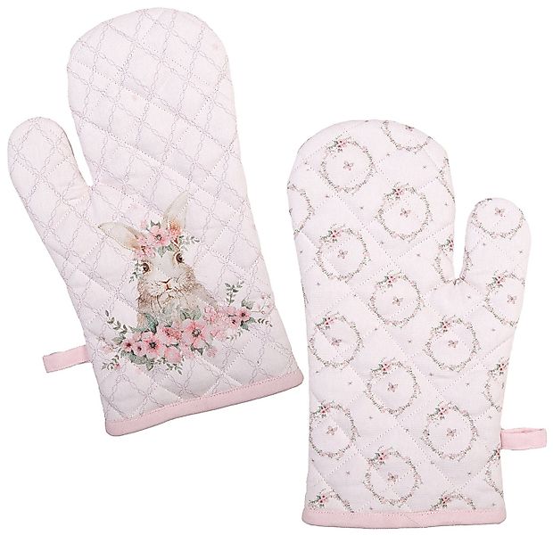 Clayre & Eef Topfhandschuhe Floral Easter Bunny, (2-tlg., 2-teilig), Ofenha günstig online kaufen