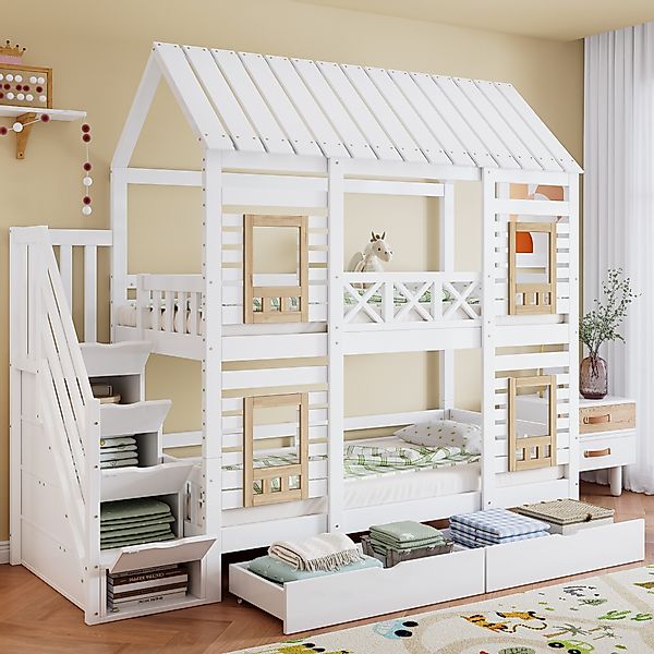 Merax Etagenbett mit Haus-Design und Fallschutz günstig online kaufen