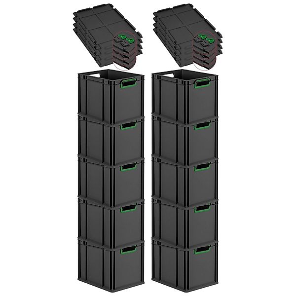 PROREGAL SuperSparSet 10x Eurobox Nextgen Color Mit Scharnierdeckel HxBxT 3 günstig online kaufen