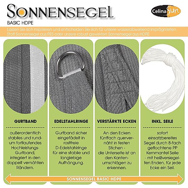CelinaSun Sonnensegel HDPE BASIC Sonnenschutz atmungsaktiv günstig online kaufen