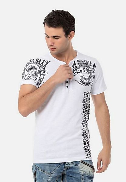 Cipo & Baxx T-Shirt mit kurzer Knopfleiste günstig online kaufen