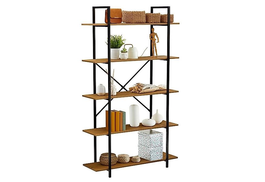 CARO-Möbel Bücherregal MEDA, Regal im Industrial Stil aus Metall in schwarz günstig online kaufen