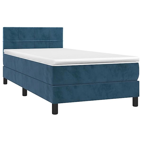 vidaXL Boxspringbett mit Matratze & LED Dunkelblau 80x200 cm Samt 3134373 günstig online kaufen