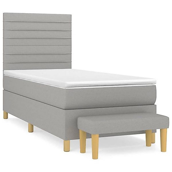 vidaXL Boxspringbett, Boxbett mit Matratze Hellgrau 90x200 cm Stoff günstig online kaufen