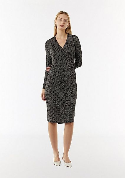 comma Minikleid Kleid Gemustertes Midi-Kleid in Wickeloptik günstig online kaufen