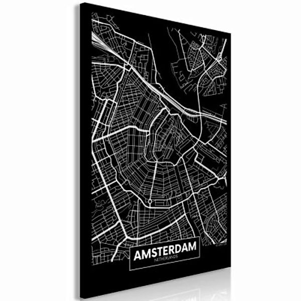 artgeist Wandbild Dark Map of Amsterdam (1 Part) Vertical schwarz/weiß Gr. günstig online kaufen