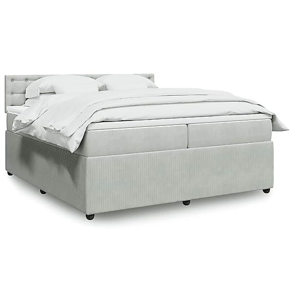 vidaXL Boxspringbett mit Matratze Hellgrau 200x200 cm Samt 3290142 günstig online kaufen