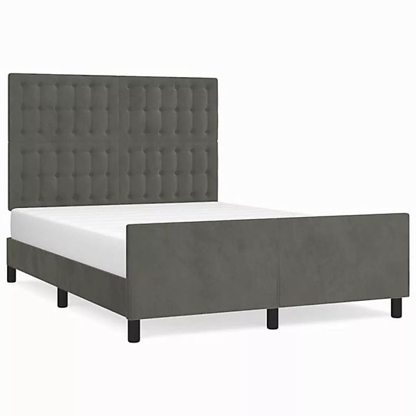 vidaXL Bettgestell Bettrahmen mit Kopfteil Dunkelgrau 140x190 cm Samt Bett günstig online kaufen