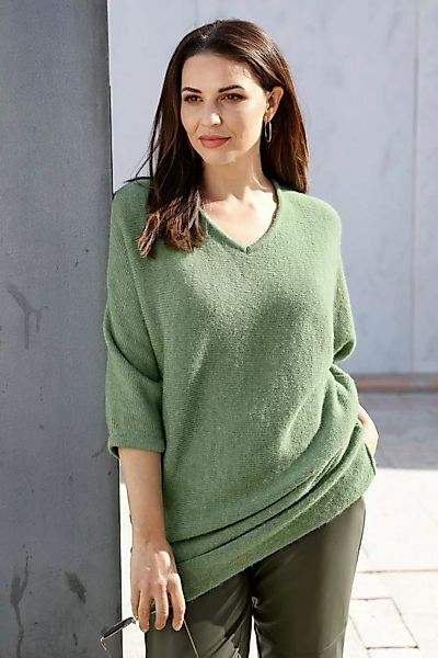 MIAMODA Strickpullover Pullover V-Ausschnitt 3/4-Ärmel günstig online kaufen