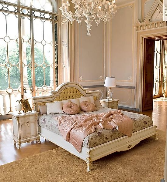 JVmoebel Bett Bett Doppelbett Chesterfield Luxus Stoff Schlafzimmer Beige B günstig online kaufen