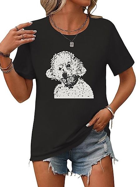 PYL Print-Shirt Damen Sommer Casual Bequemes T-Shirt mit Niedlich Welpe Pri günstig online kaufen
