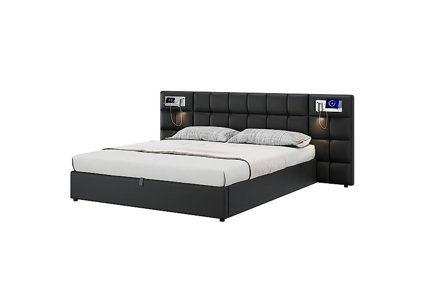 Flieks Polsterbett, Doppelbett 180x200cm mit hydraulischem Stauraum Leselic günstig online kaufen